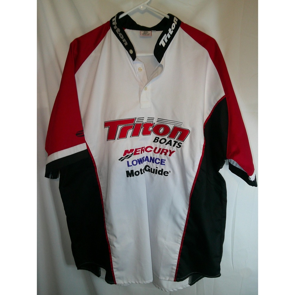 Vintage Team‎ Triton Boats Fishing Jersey Mercury Lowrance Motorguide SS XL